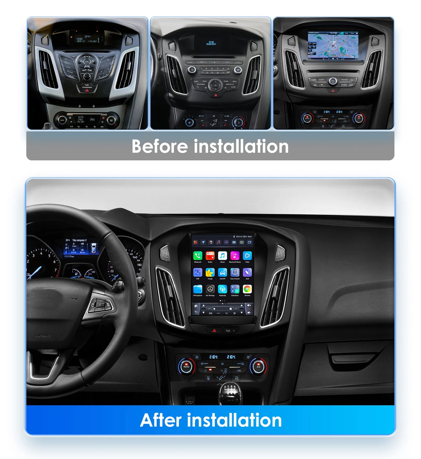 Android 13 Radio Car Multimedia 2Din Wireless Carplay Android Auto for Ford Focus 3 Mk 3 2011-2019 Support OBD DAB RDS BT GPS 4G