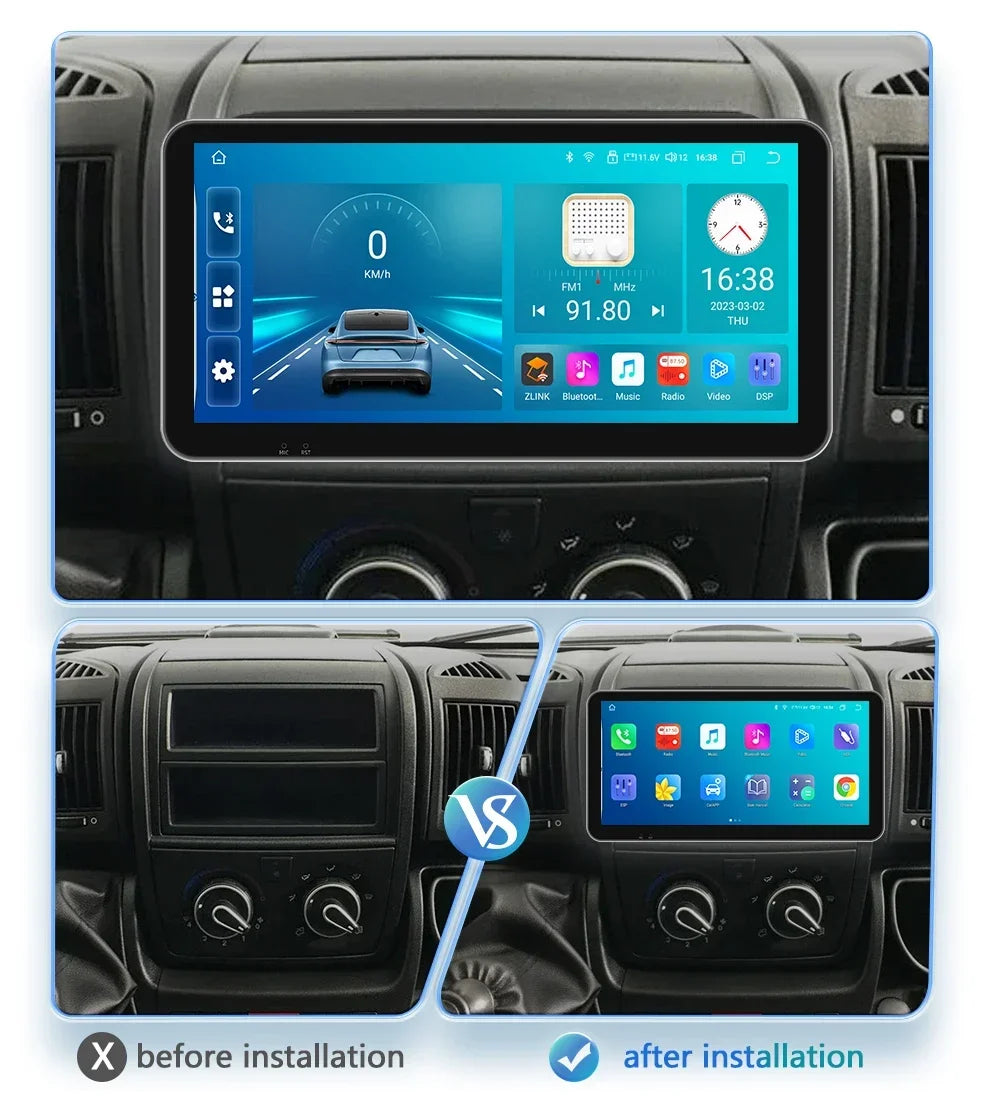 10.33" Car Intelligent System Android for Fiat Ducato 3 Citroen Jumper Peugeot Boxer 2 2006-2022 Radio Multimedia GPS Carplay 4G