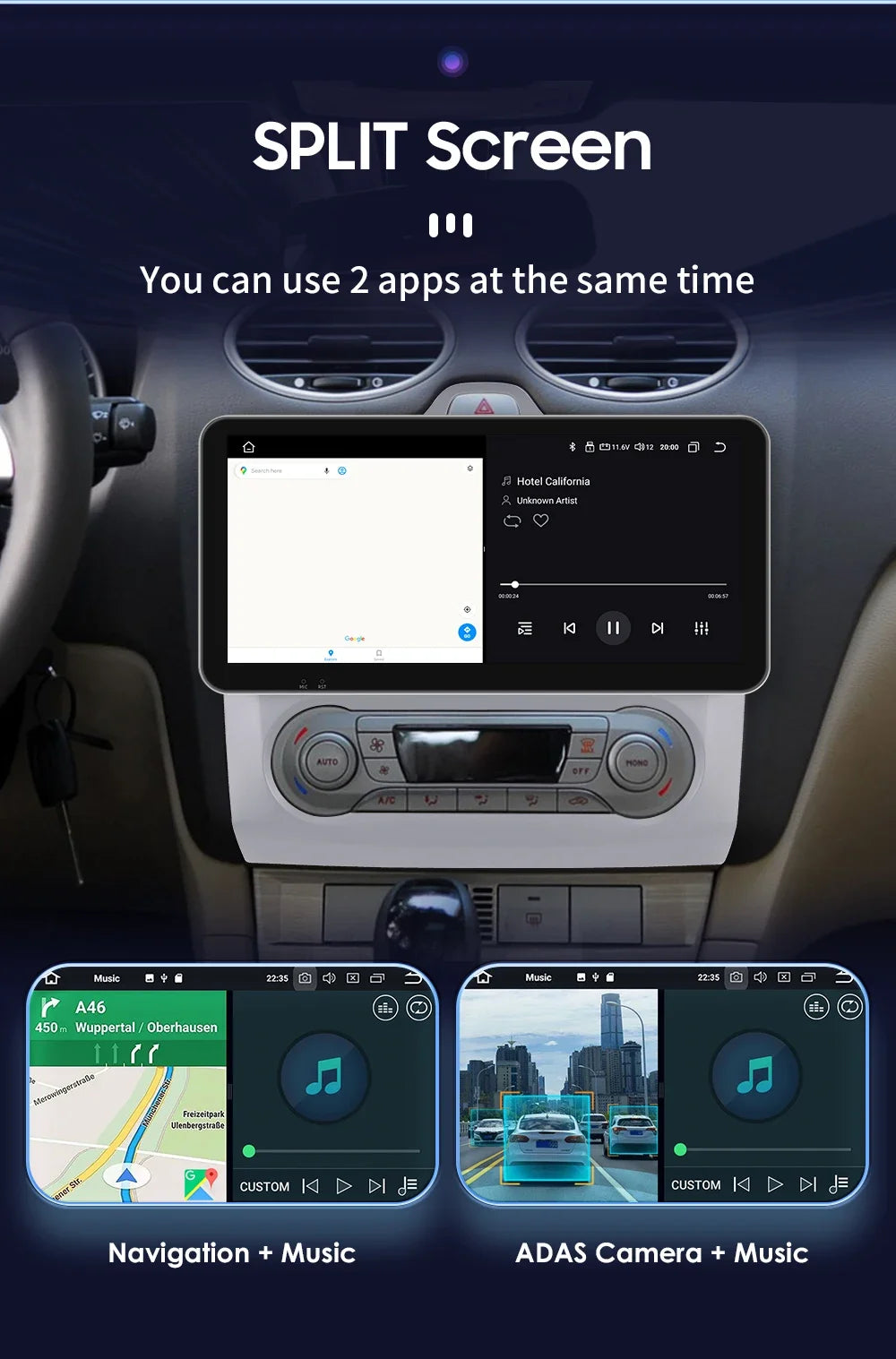 10.33" 2 Din Car Radio for Ford Focus Mk2 Carplay Android 13 Multimedia Video Player GPS Navigation Bluetooth Touch Screen RDS