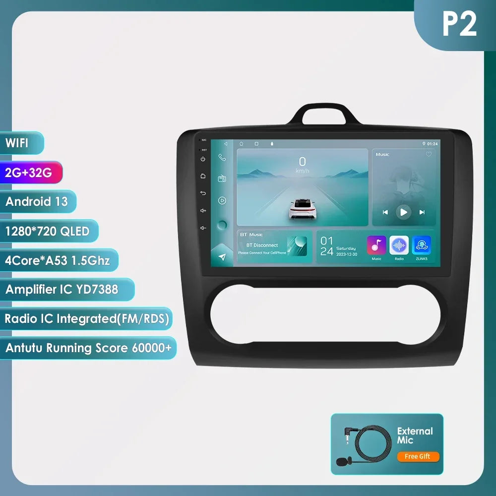 9" Android Wireless Carplay for Ford Focus 2 Mk2 2004 -2011 Exi AT Car Radio Multimedia Video Player Stereo BT GPS 4G RDS NO CAN