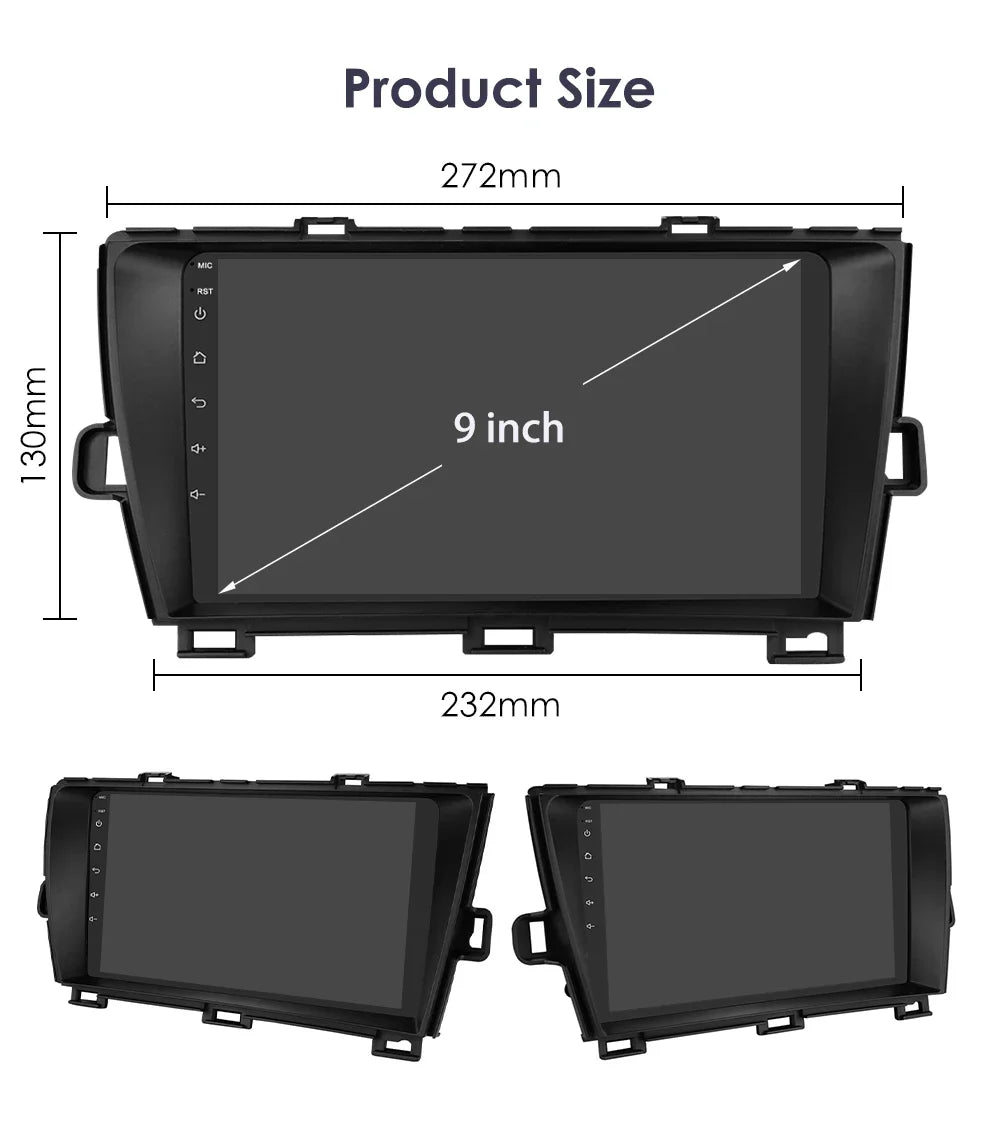 9" 2din Car Stereo Radio Video Multimedia Player for Toyota Prius 3 2009 - 2015 Android 13 Navigation GPS Autoradio 4G Head Unit