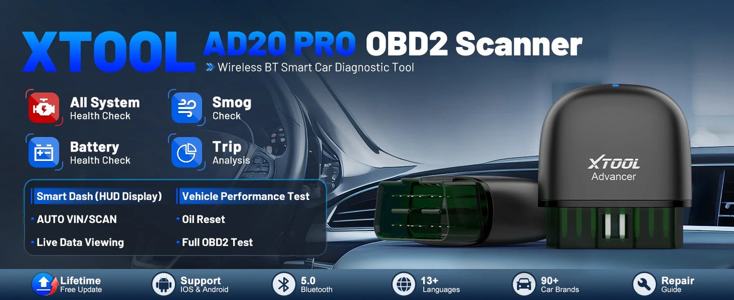 XTOOL AD20Pro Obd2 Scanner Car All System Scan Obd 2 System Diagnostic Tool OBD2 Bluetooth Scanner Code PK ELM327