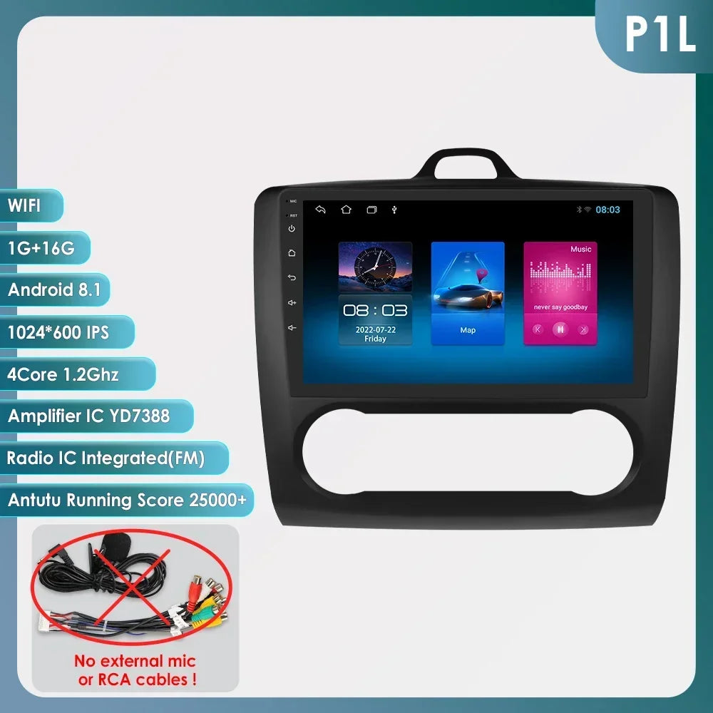 9" Android Wireless Carplay for Ford Focus 2 Mk2 2004 -2011 Exi AT Car Radio Multimedia Video Player Stereo BT GPS 4G RDS NO CAN