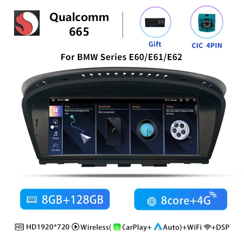 Uckazy AutoRadio Android 14 For BMW Series 5/3 E60 E61 E62 E63 E90 E91 Multimedia CIC CCC GPS Navigation Head Unit Stereo Audio Screen