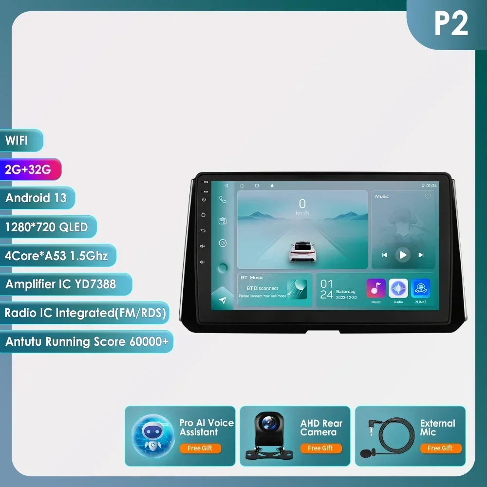 Wireless Carplay for Toyota Corolla 12 2018-2021 Android Autoradio 2 Din Car Radio Multimedia Player BT Navigation GPS Stereo 4G