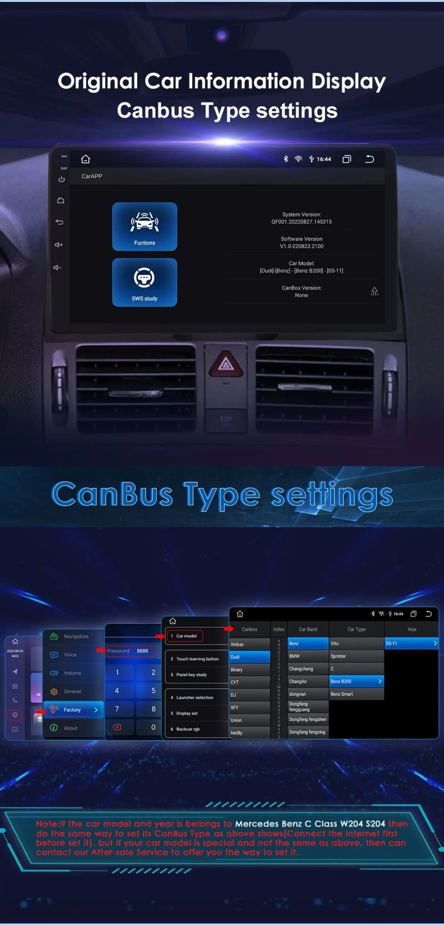 For Mercedes Benz C-Class W204 S204 2007-2010 Android 13 2 Din 9" Car Radio Multimedia Player AutoStereo AI Voice RDS DSP BT SWC