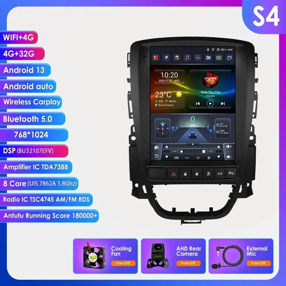 Android 14 Wireless Carplay GPS Navi Stereo for Opel Astra J Buick Verano 2009-2015 9.7" Car Radio Multimedia Player 4G BT 2 Din