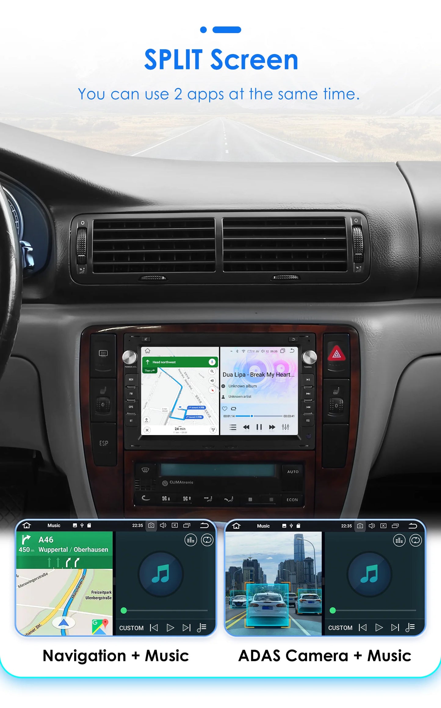 7 Inch Wireless Carplay Android Auto Android 14 Radio Car Multimedia for VW Golf 4 Passat POLO Transport T5 Multivan Seat Jetta