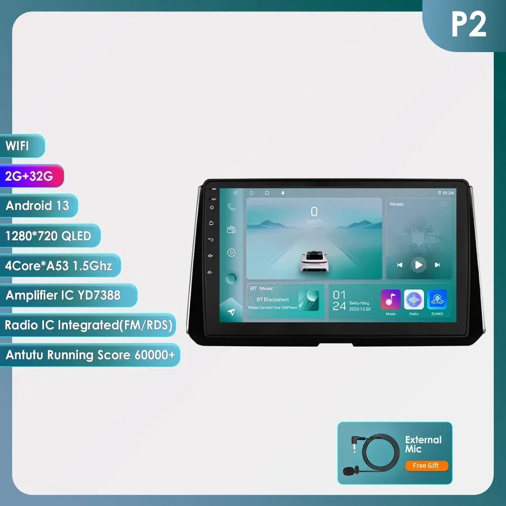 Wireless Carplay for Toyota Corolla 12 2018-2021 Android Autoradio 2 Din Car Radio Multimedia Player BT Navigation GPS Stereo 4G