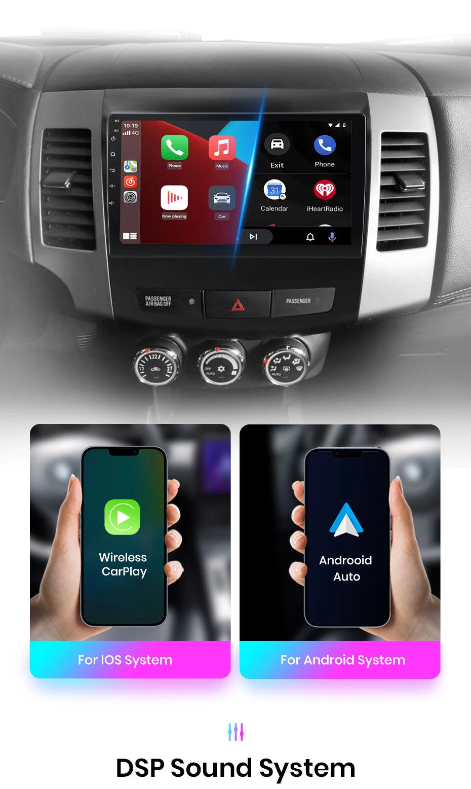 Junsun AI Wireless CarPlay Android Auto Car Radio For Mitsubishi Outlander xl 2 2005 2006-2011 4G GPS Smart Intelligent Systems