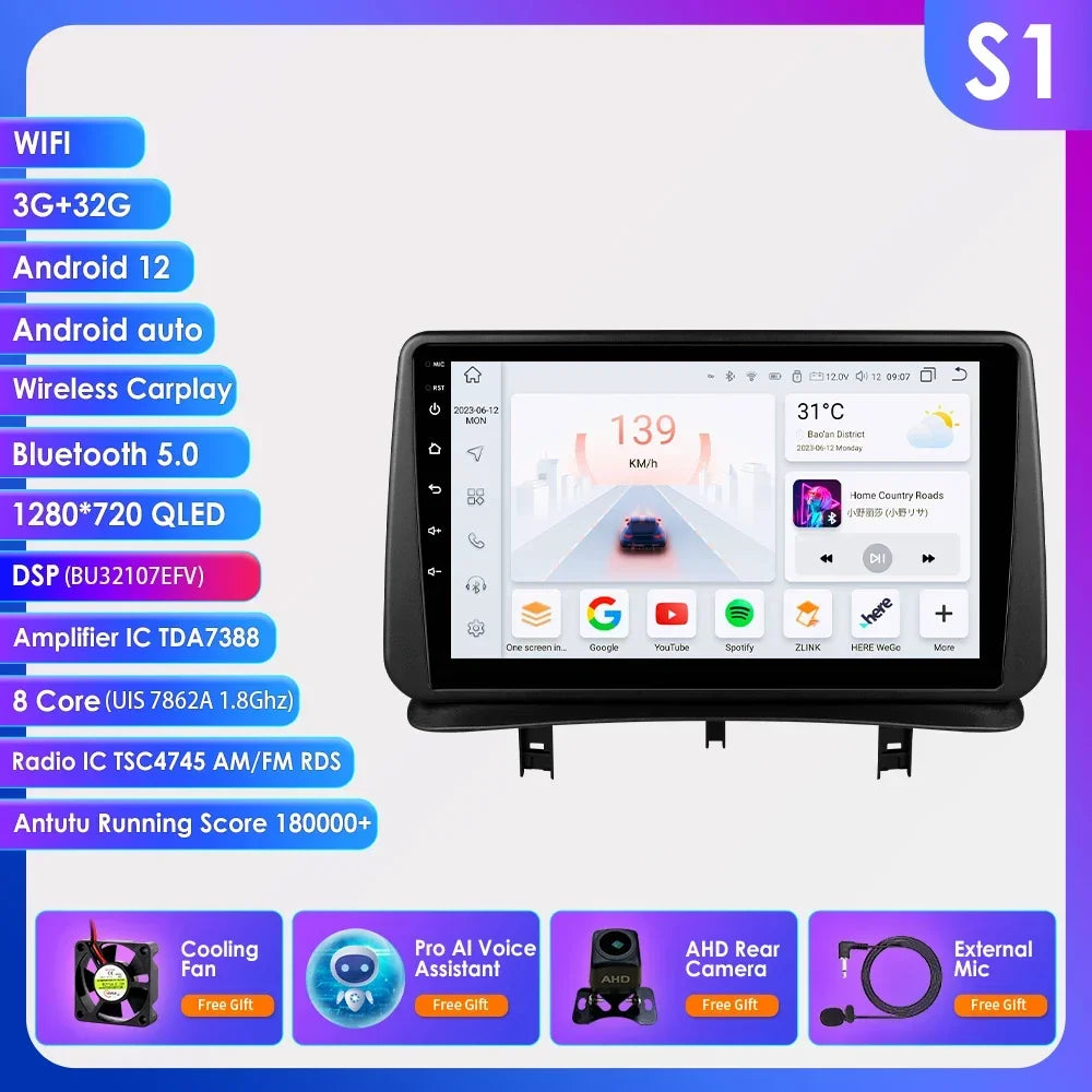 9" Wireless Carplay Radios Android Auto for Renault CLIO 3 2005 - 2014 Car Multimedia Video Player GPS Navi BT Stereo RDS 4G DSP