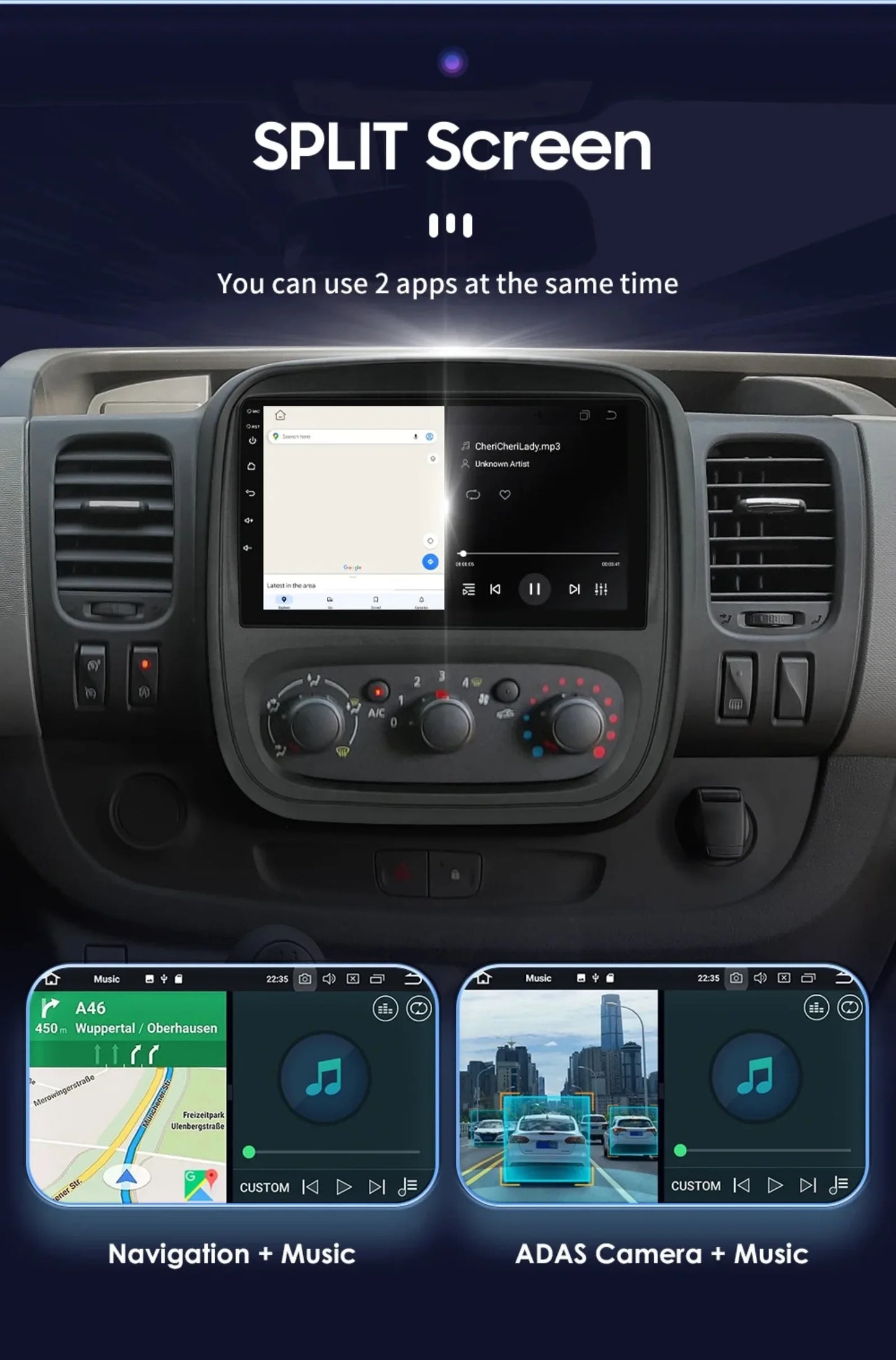 9" Wireless Carplay Android Auto Car Radio for Renault Trafic 3 Opel Vivaro B Multimedia Player GPS Navigation Stereo RDS DSP 4G