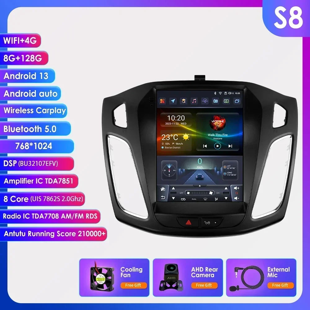 Android 13 Radio Car Multimedia 2Din Wireless Carplay Android Auto for Ford Focus 3 Mk 3 2011-2019 Support OBD DAB RDS BT GPS 4G