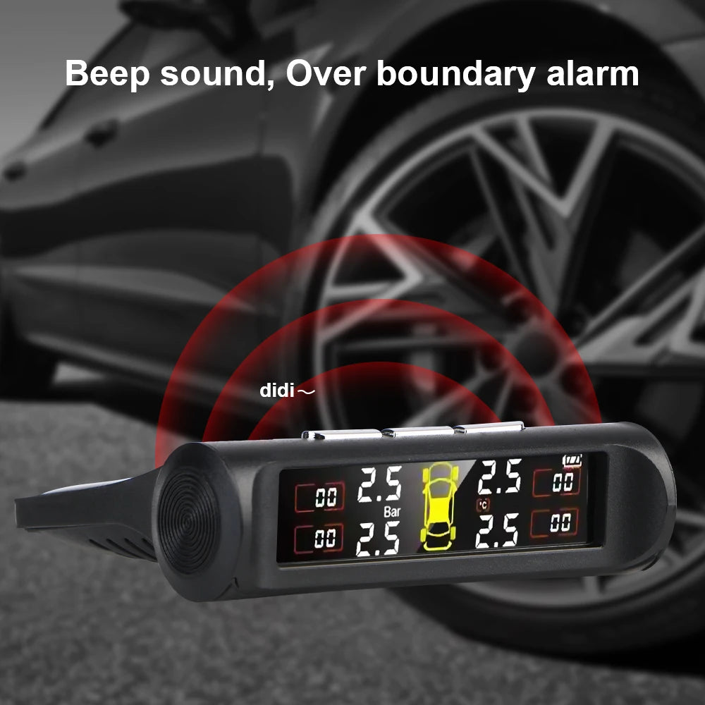 Solar Car RV Truck TPMS Tire Pressure Monitoring System With 4/6 External Sensors Wireless 180° Adjustable Bracket Waterproof