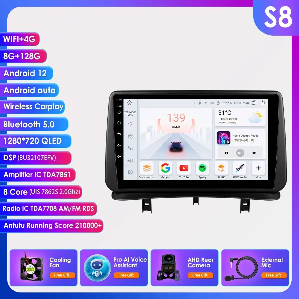9" Wireless Carplay Radios Android Auto for Renault CLIO 3 2005 - 2014 Car Multimedia Video Player GPS Navi BT Stereo RDS 4G DSP
