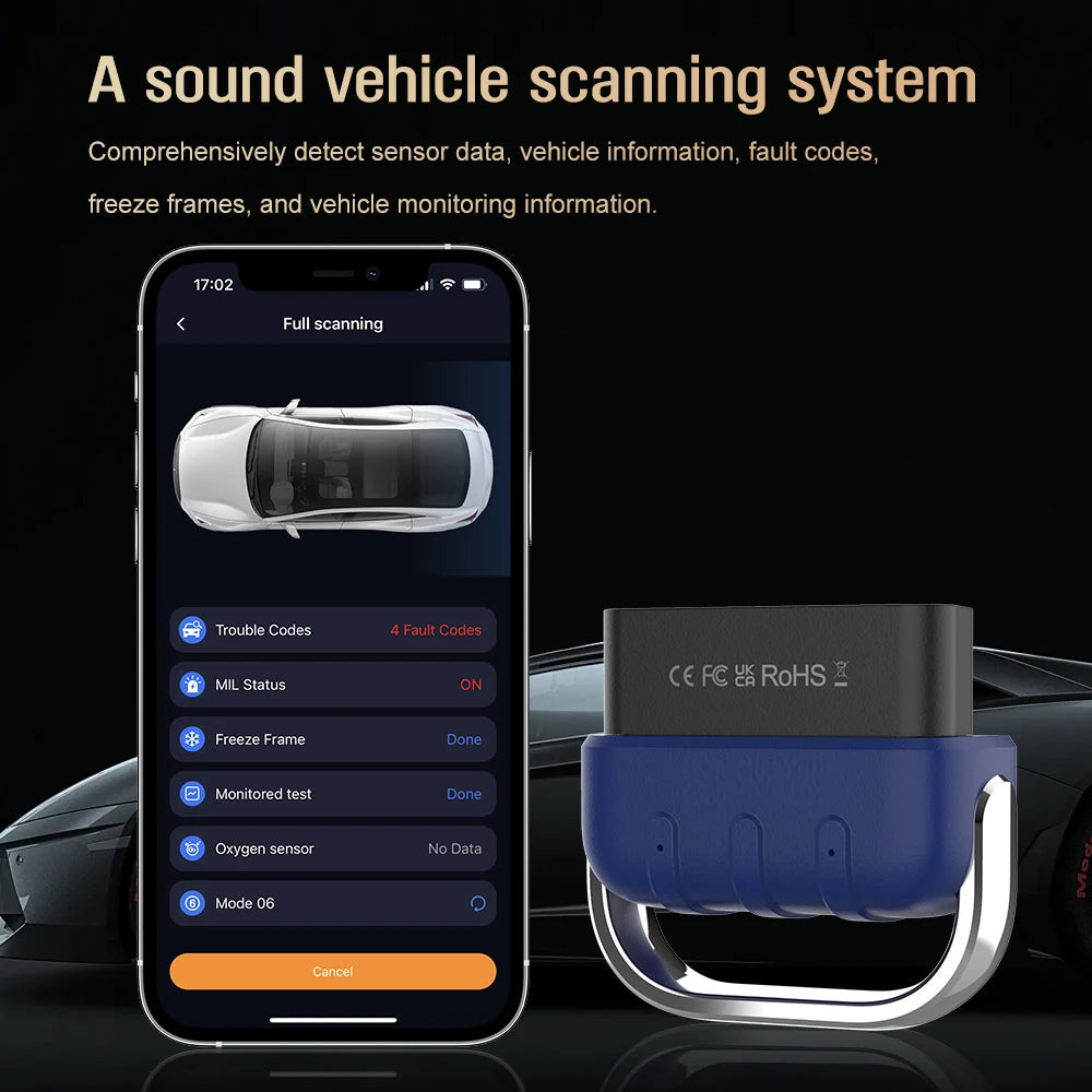 For DA200 OBD II Auto Fault Diagnosis Mode 6/8 Code Read Erase Bluetooth 4.0/5.4 OBD2 Scanner Free APP 25K80 Chip Battery Tester