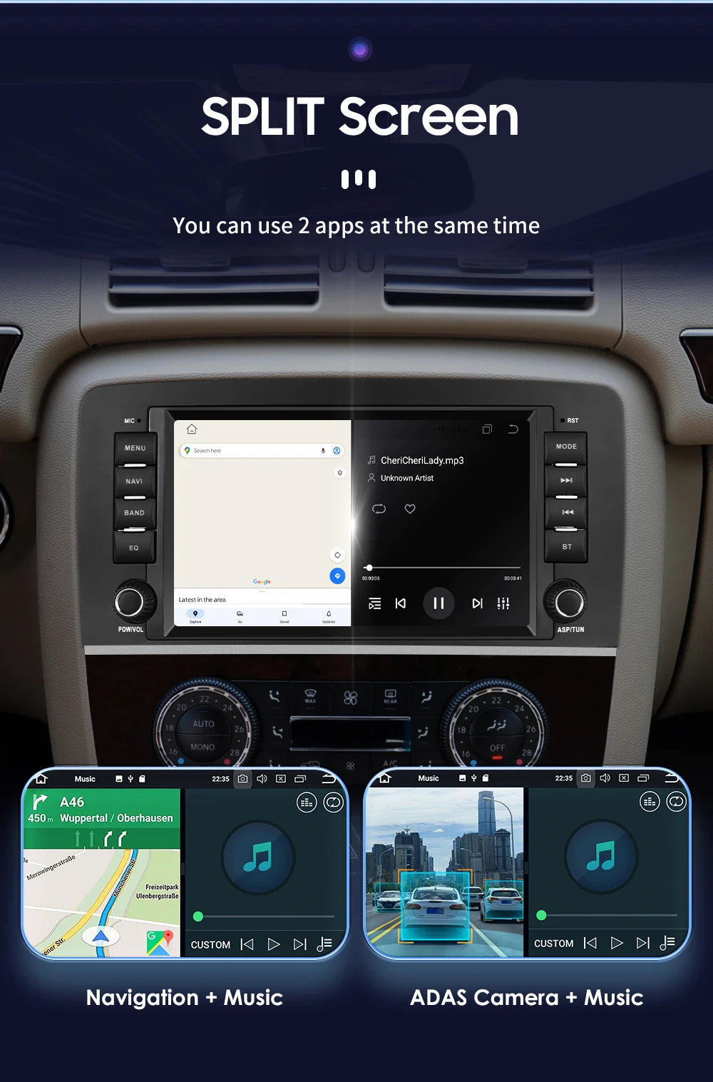 8" Android 14 Car Multimedia Player Wireless Carplay Android Auto for Mercedes Benz R-Class W251 R300 R280 R320 R350 2006-2012