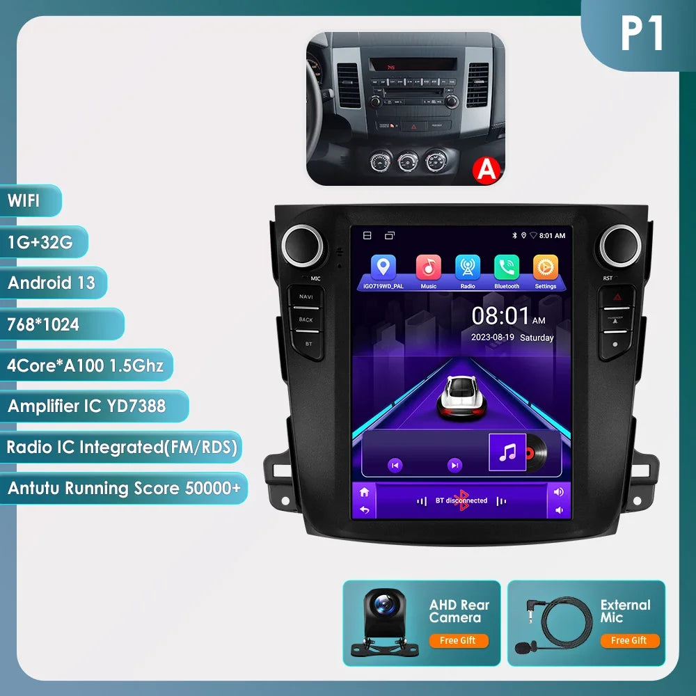 Android 13 Wireless Carplay GPS Stereo for Mitsubishi Outlander XI 2 2008 - 2011 9.7" Car Radio Multimedia Player 4G BT DSP 2din