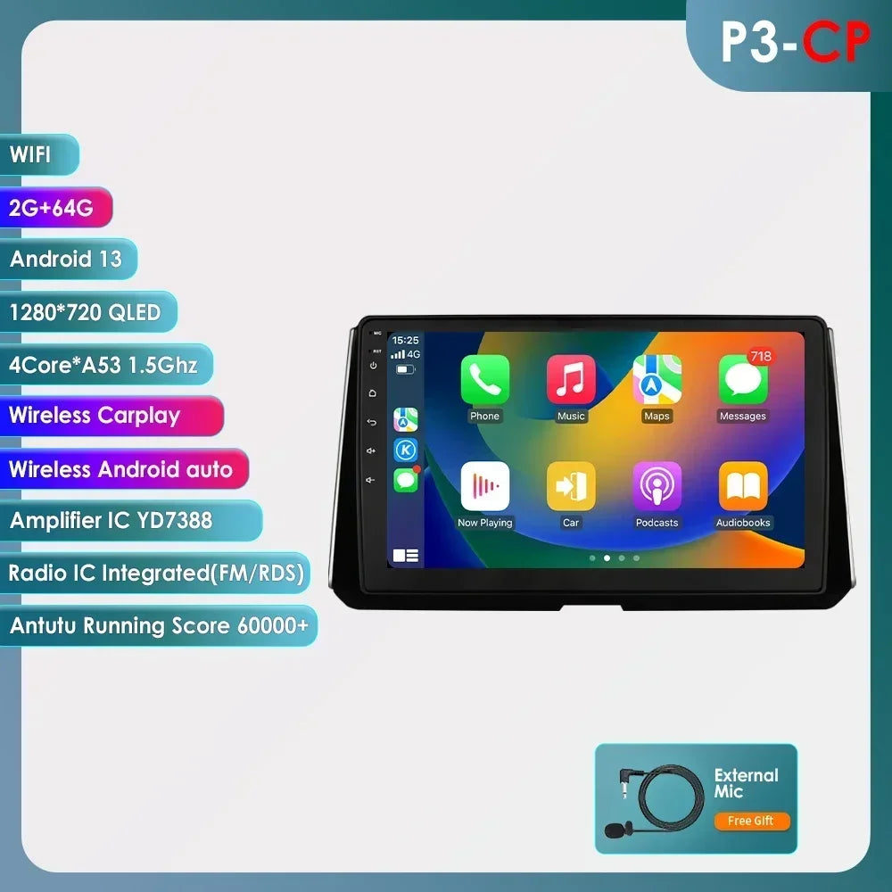 Wireless Carplay for Toyota Corolla 12 2018-2021 Android Autoradio 2 Din Car Radio Multimedia Player BT Navigation GPS Stereo 4G