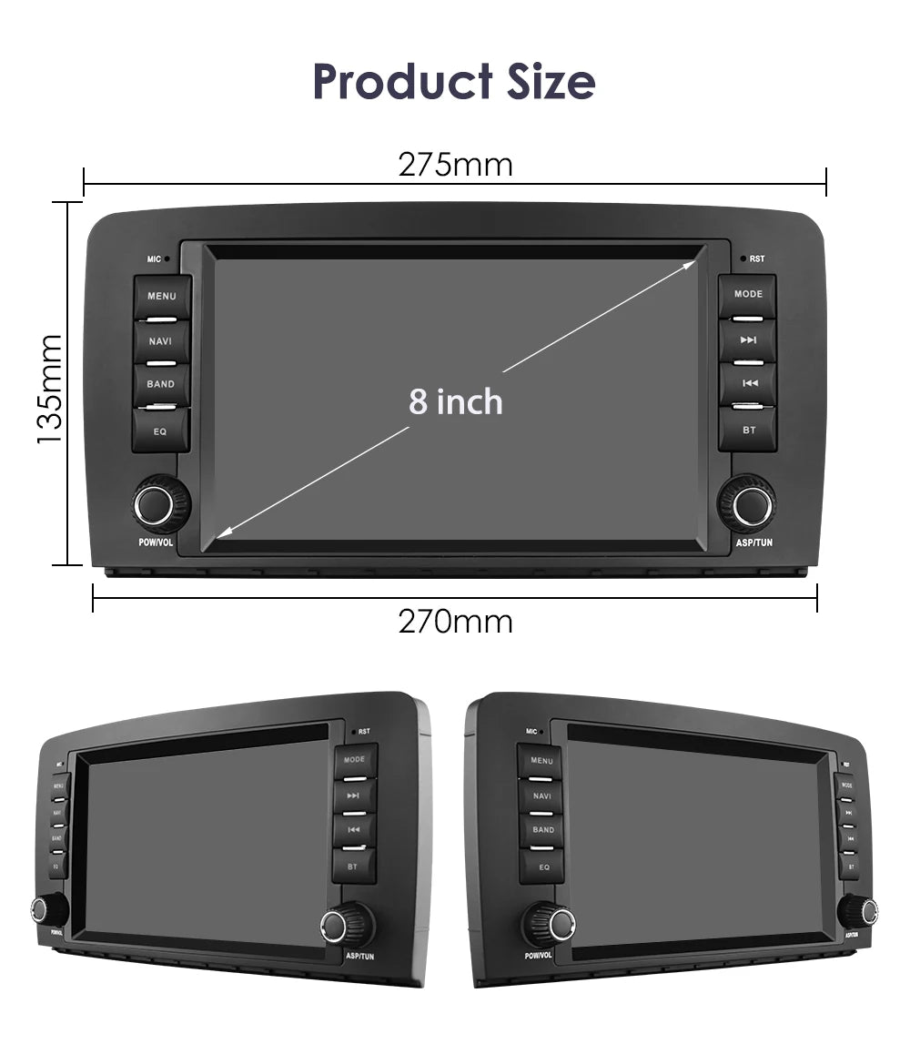 8" Android 14 Car Multimedia Player Wireless Carplay Android Auto for Mercedes Benz R-Class W251 R300 R280 R320 R350 2006-2012