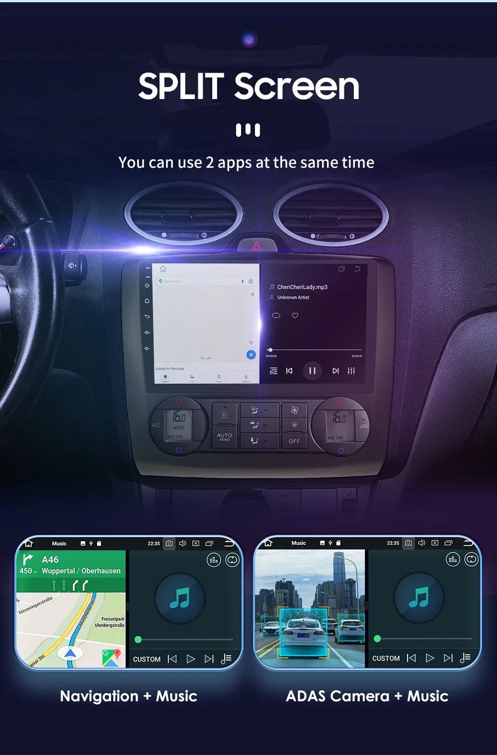 9" Android Wireless Carplay for Ford Focus 2 Mk2 2004 -2011 Exi AT Car Radio Multimedia Video Player Stereo BT GPS 4G RDS NO CAN