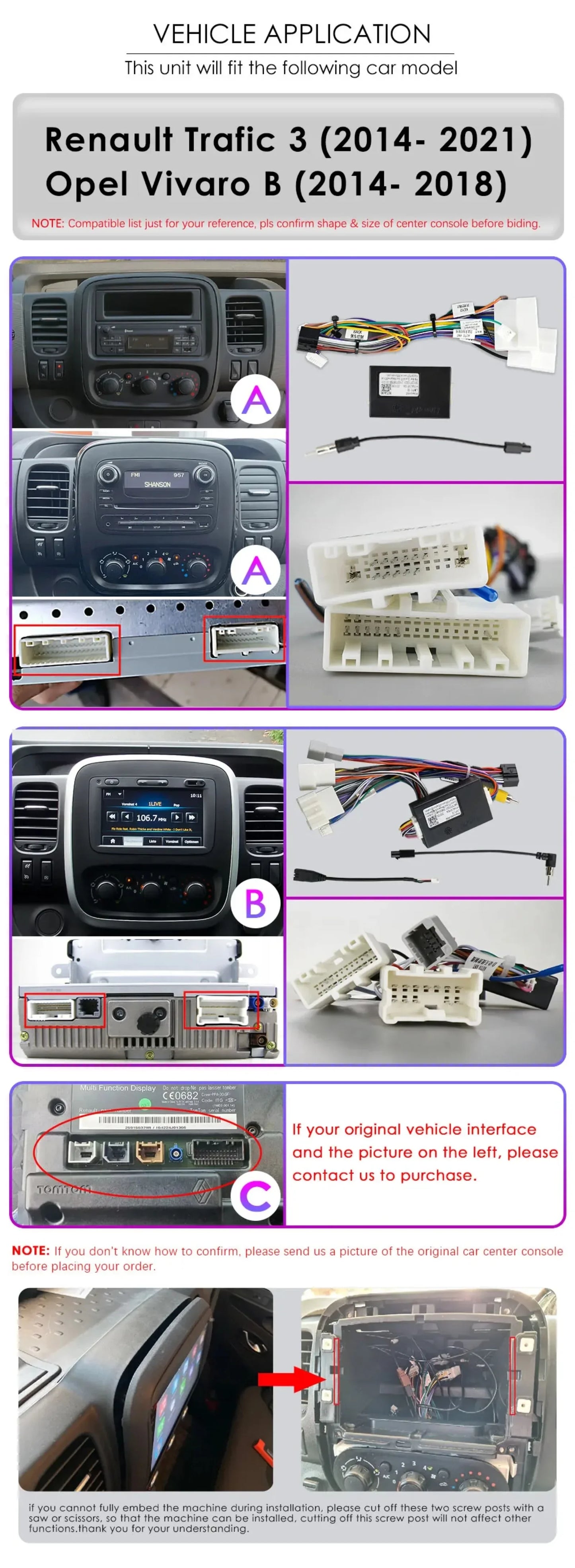 9" Wireless Carplay Android Auto Car Radio for Renault Trafic 3 Opel Vivaro B Multimedia Player GPS Navigation Stereo RDS DSP 4G