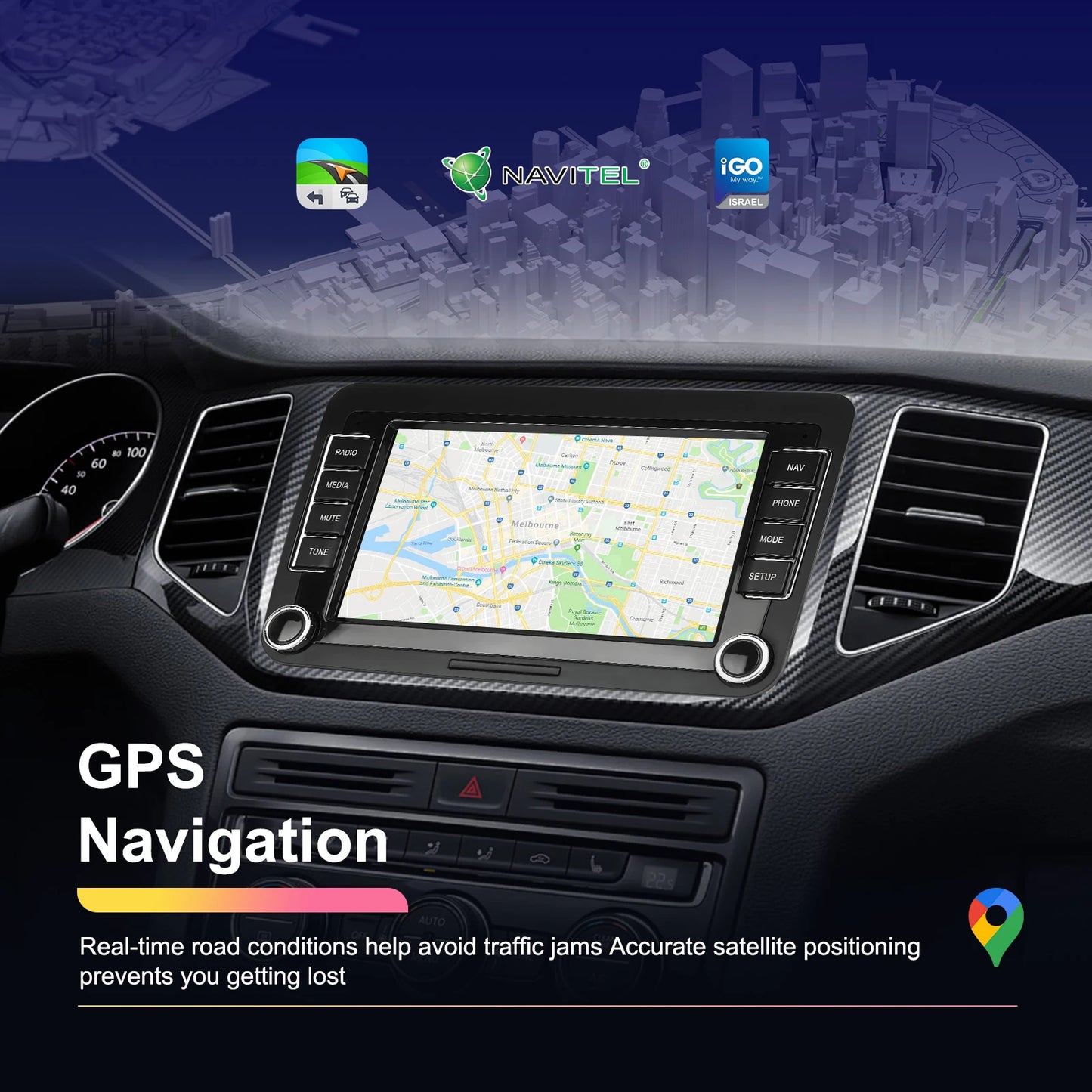 Podofo 4+64G 4Core Car Radio For VW/PASSAT/TOURAN/CADDY/BEETLE 2Din Car Stereo GPS Navigation Carplay Android Auto Car Audio