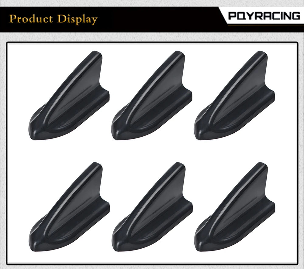 UV-protected & weatherproof 6pcs Black Car EVO-Style PP Roof Shark Fins Spoiler Wing Kit Vortex Generator PQY-WSS11