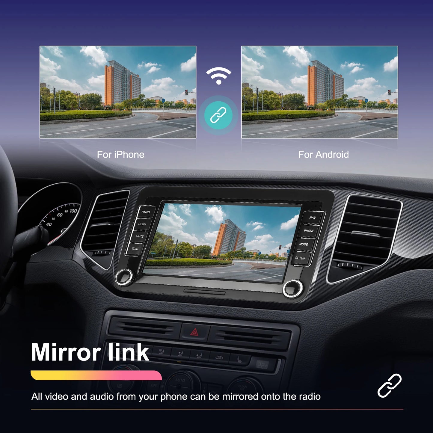 Podofo 4+64G 4Core Car Radio For VW/PASSAT/TOURAN/CADDY/BEETLE 2Din Car Stereo GPS Navigation Carplay Android Auto Car Audio