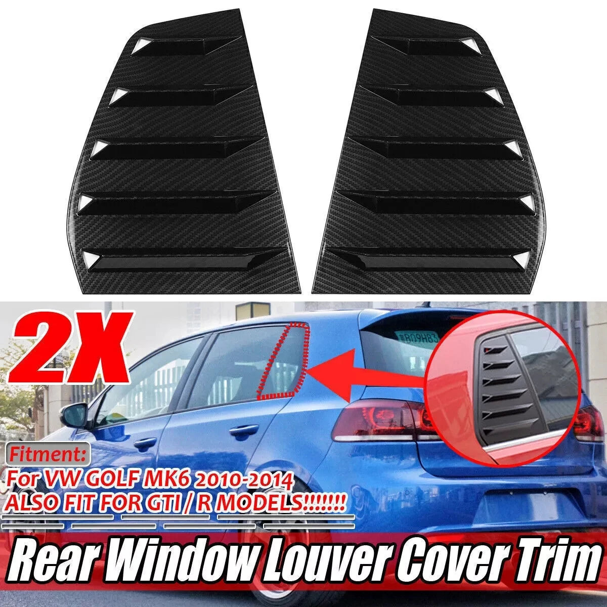 Pair Rear Side Window Trim Spoiler For VW Golf 5 Golf 6 Golf 7 MK5 MK6 MK7 MK7.5 2003-2020 Window Shutter Cover Louver Air Vents