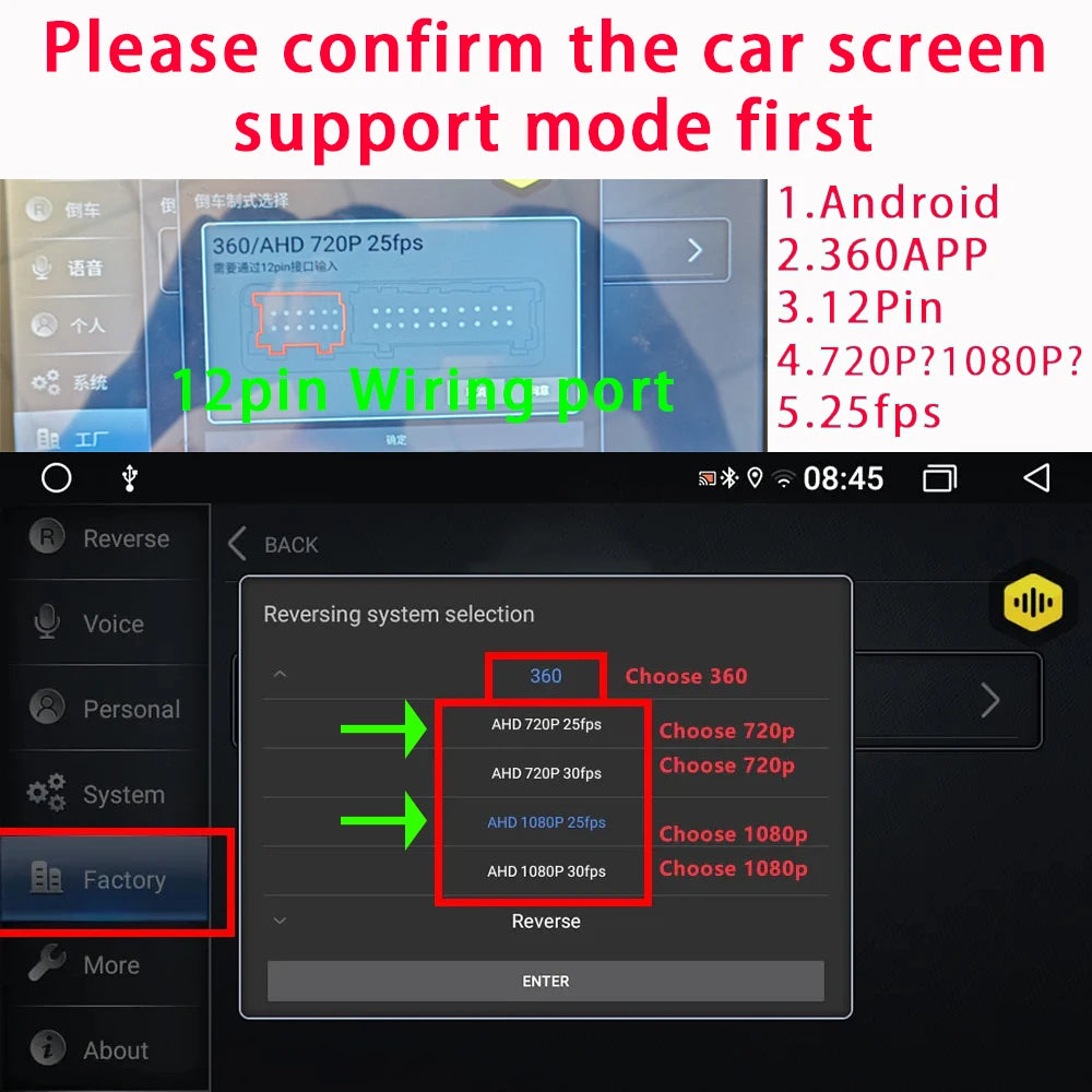 Car 360° panoramic system camera for Android multimedia screen, Android multimedia system with 360APP function