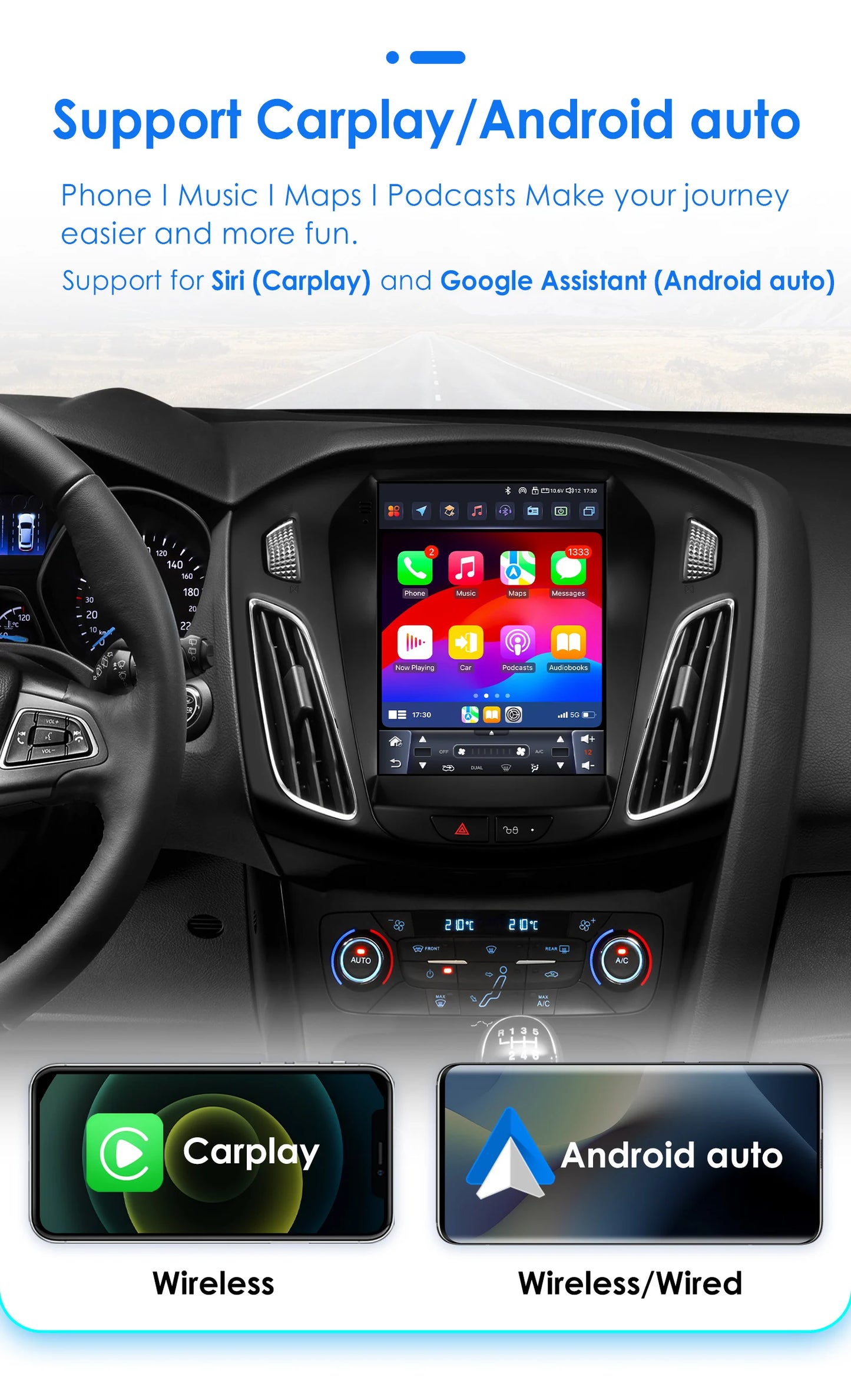 Android 13 Radio Car Multimedia 2Din Wireless Carplay Android Auto for Ford Focus 3 Mk 3 2011-2019 Support OBD DAB RDS BT GPS 4G