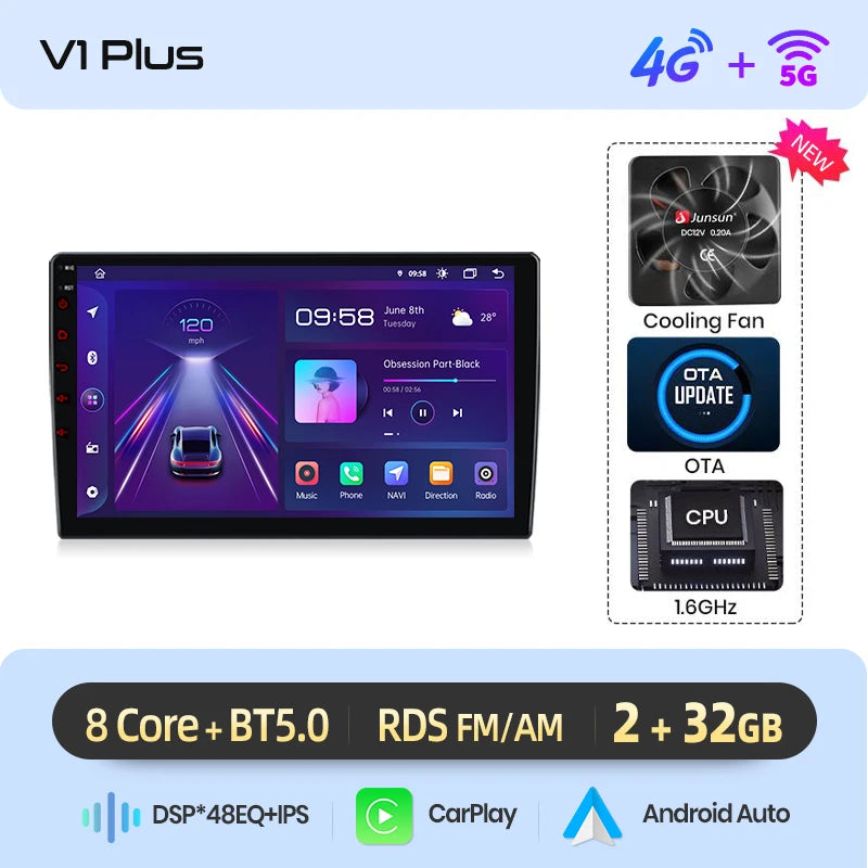 Junsun Android wireless CarPlay Auto Car Radio For Volkswagen Passat B6 B7 CC 2010-2015 Intelligent Systems DSP GPS FM BT SWC