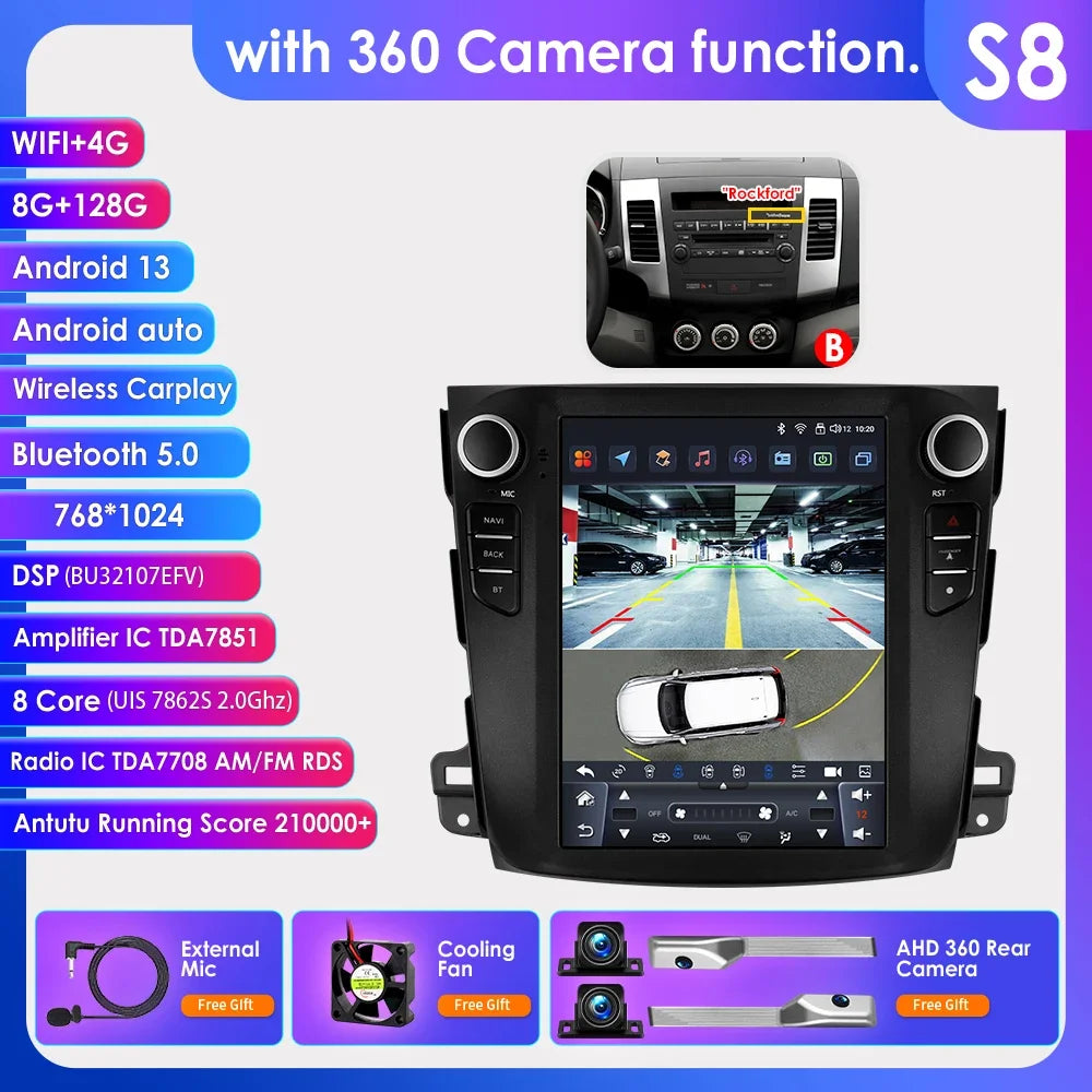 Android 13 Wireless Carplay GPS Stereo for Mitsubishi Outlander XI 2 2008 - 2011 9.7" Car Radio Multimedia Player 4G BT DSP 2din