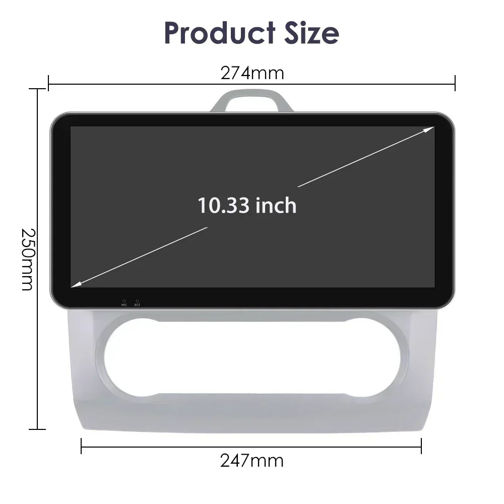 10.33" 2 Din Car Radio for Ford Focus Mk2 Carplay Android 13 Multimedia Video Player GPS Navigation Bluetooth Touch Screen RDS