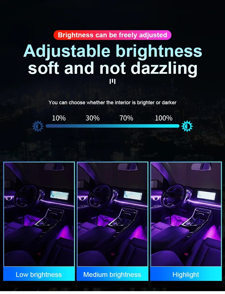 18 in 1 Led Car Ambient Lights Symphony Bluetooth App RGB 213 Color Streamer Rainbow Acrylic Strip Interior Atmosphere Lamp 12V