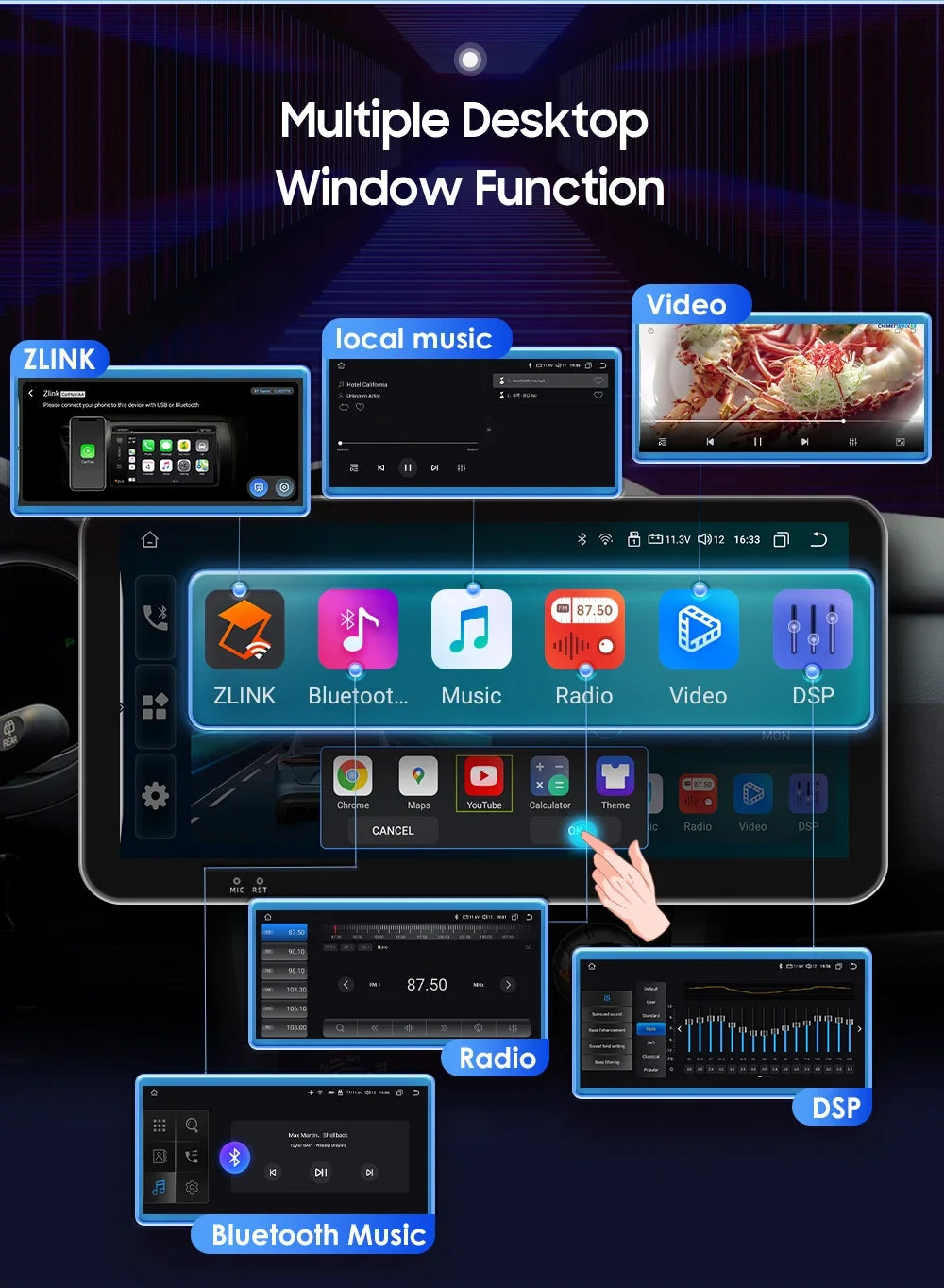 10.33" 2 Din Car Radio for Ford Focus Mk2 Carplay Android 13 Multimedia Video Player GPS Navigation Bluetooth Touch Screen RDS
