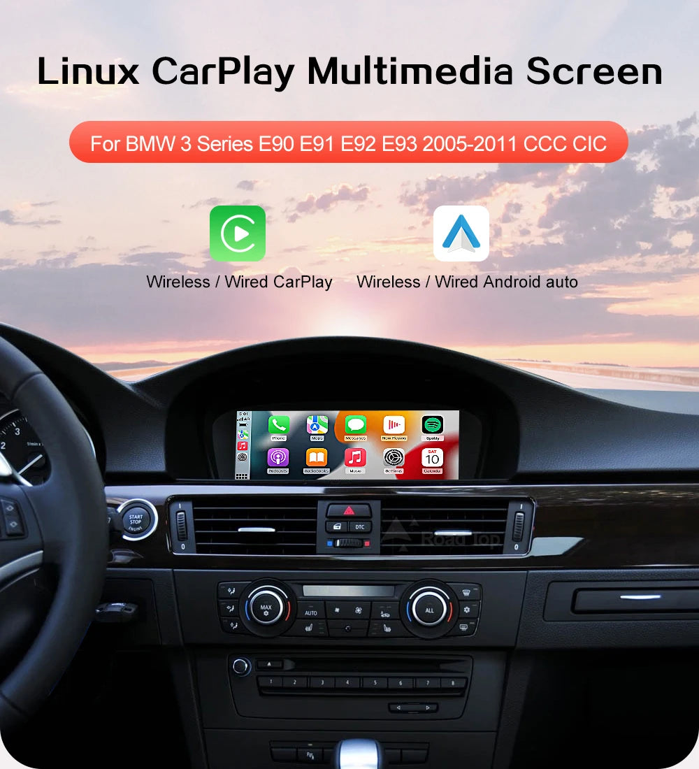 8.8"1920*720 Wireless CarPlay Android Auto Car Multimedia Display for BMW 3 Series E90 E91 E92 E93 5 Series E60 E61 Touch Screen