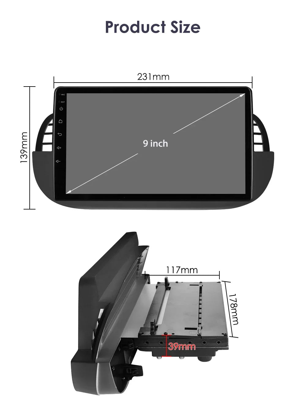 8 Core Android 13 Auto Car Radio Carplay for FIAT 500 2007-2014 Multimedia Video Player Stereo GPS Navi BT SWC RDS DSP 4G NO DVD