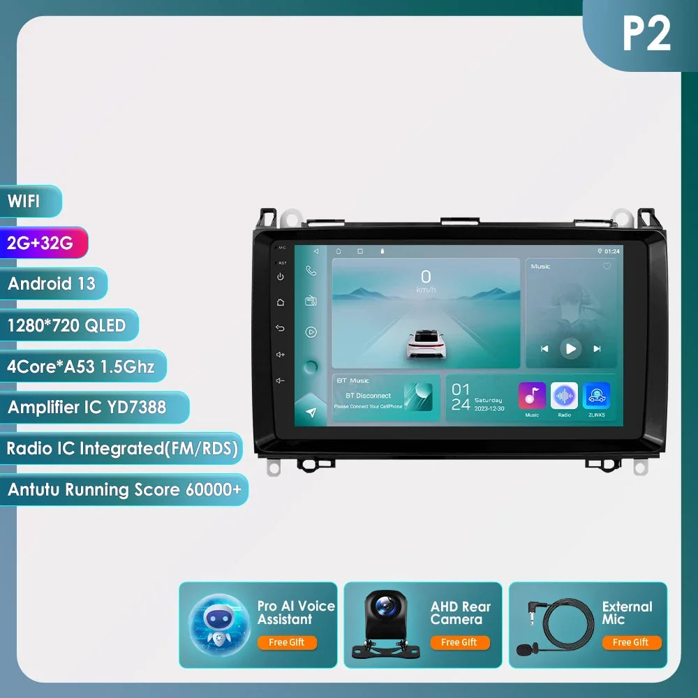 Android 13 Octa Core AI Auto Car Radio Multimedia Player for Mercedes Benz B200 W169 W245 Viano Vito W639 Sprinter W906 CarPlay