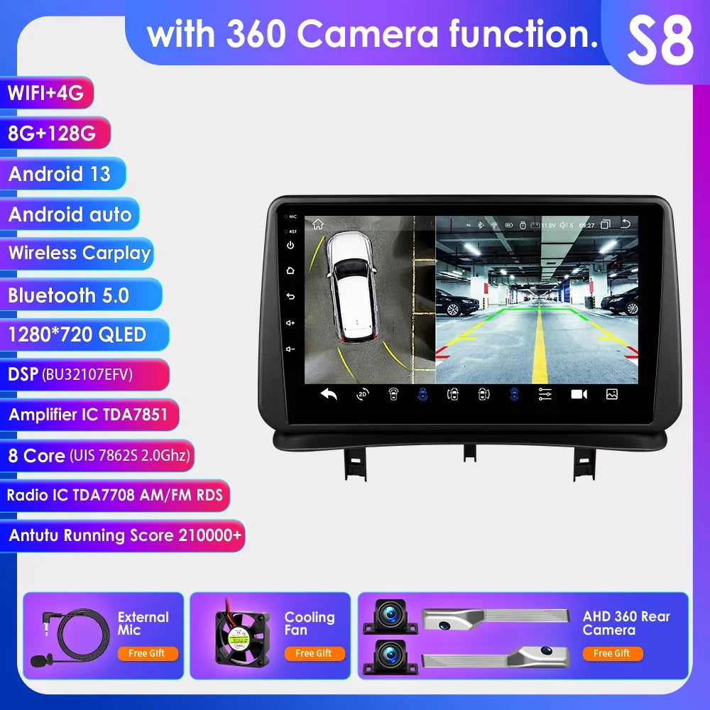 9" Wireless Carplay Radios Android Auto for Renault CLIO 3 2005 - 2014 Car Multimedia Video Player GPS Navi BT Stereo RDS 4G DSP