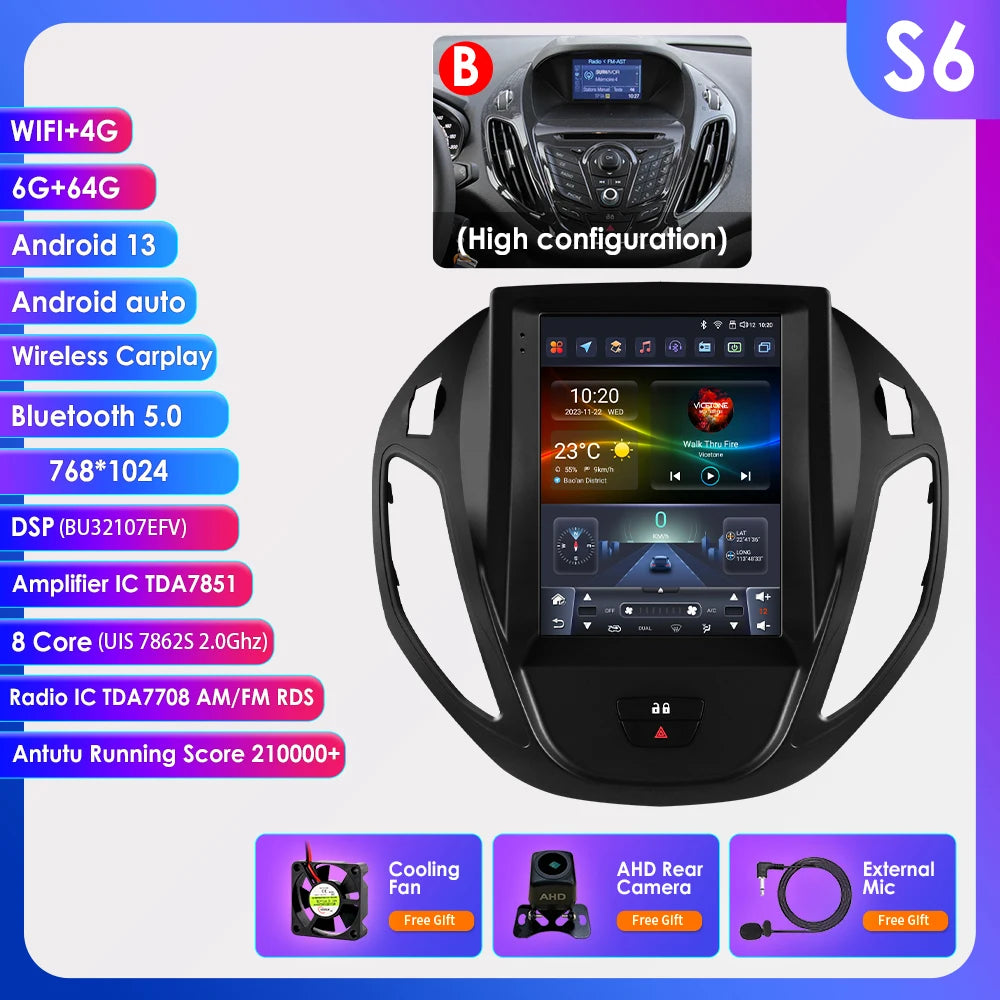 9.7Inch Radio Car Multimedia for Ford B-Max 2012-2018 Transit/ Tourneo Courier 2013-2021 Transit/ Tourneo (High Configuration)
