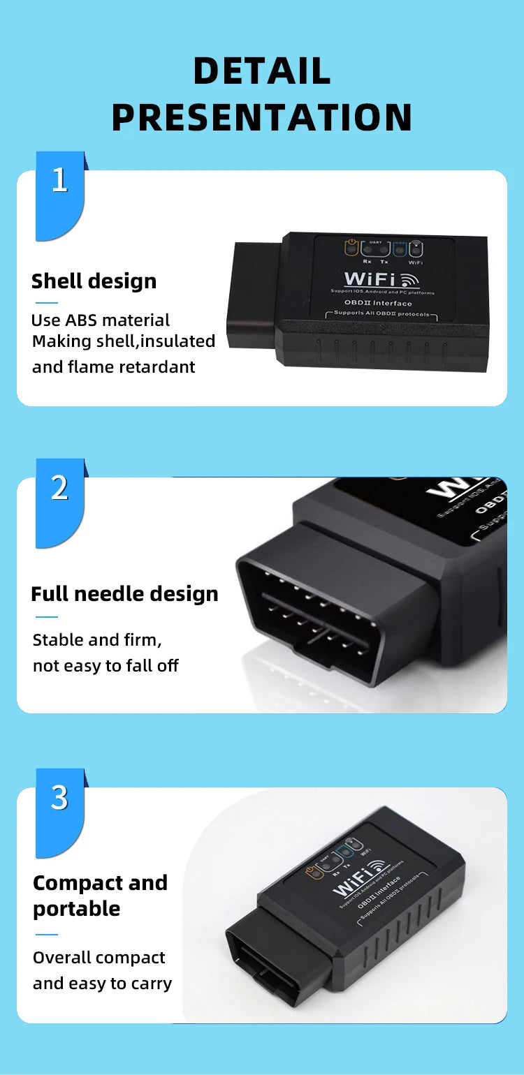 OBD2 WIFI ELM327 V1.5 Scanner Car Code Reader Diagnostic Tool for iPhone IOS /Android Automotive Fault Detector