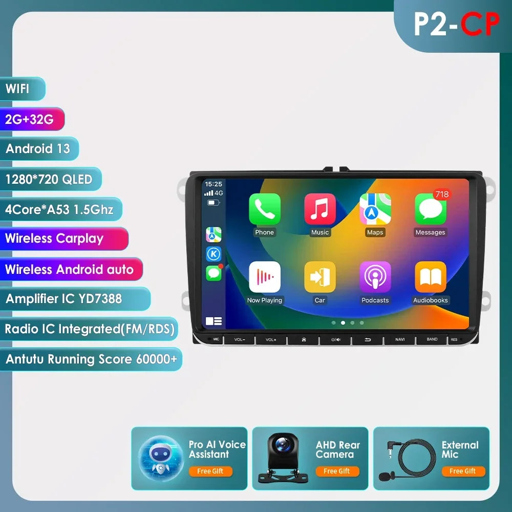 Auto Radio 2 Din Car GPS Multimedia GPS for VW Passat B6 T5 B7 B8 Golf 5 6 Caddy POLO T5 Touran Jetta Android Carplay DAB RDS BT