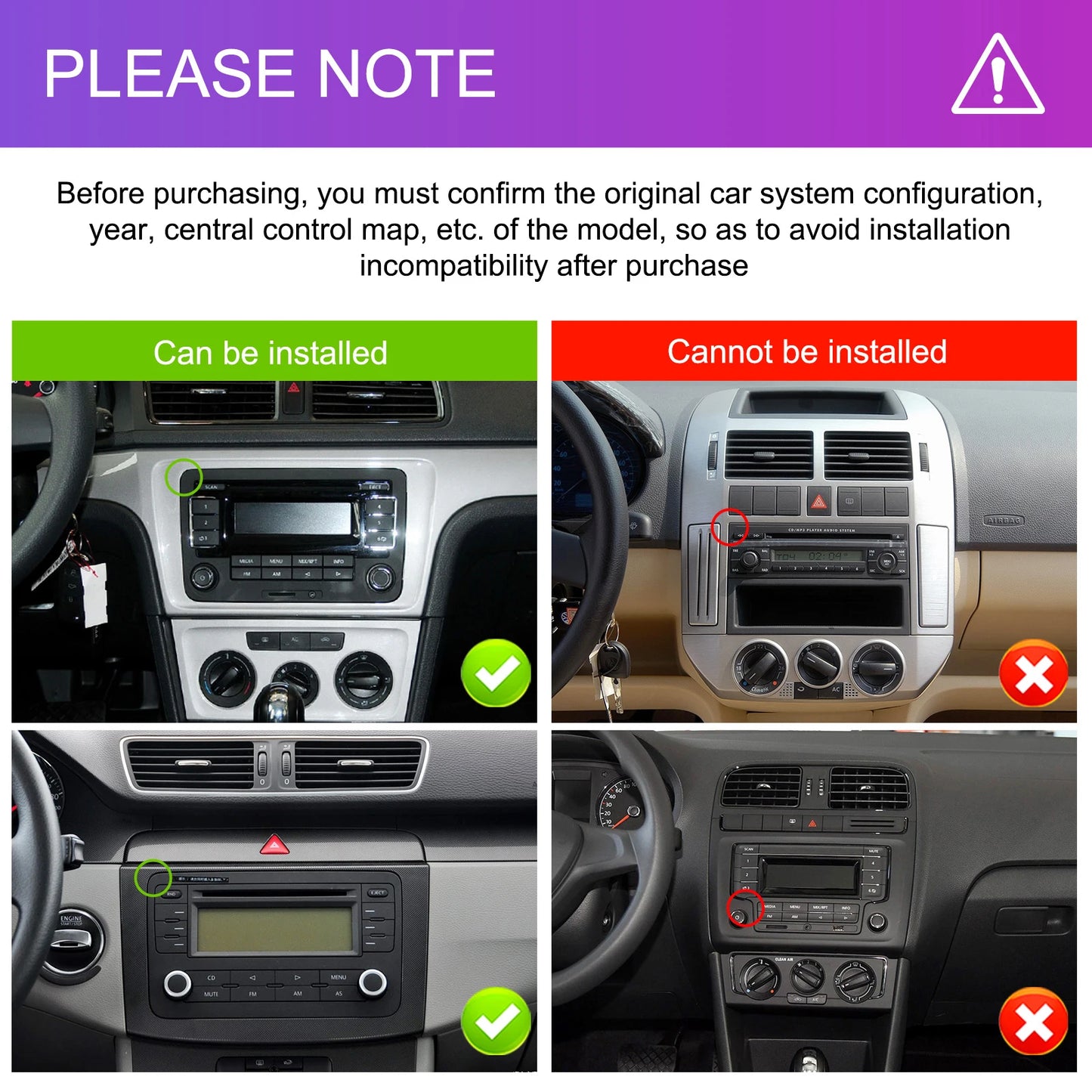 Podofo 4+64G 4Core Car Radio For VW/PASSAT/TOURAN/CADDY/BEETLE 2Din Car Stereo GPS Navigation Carplay Android Auto Car Audio