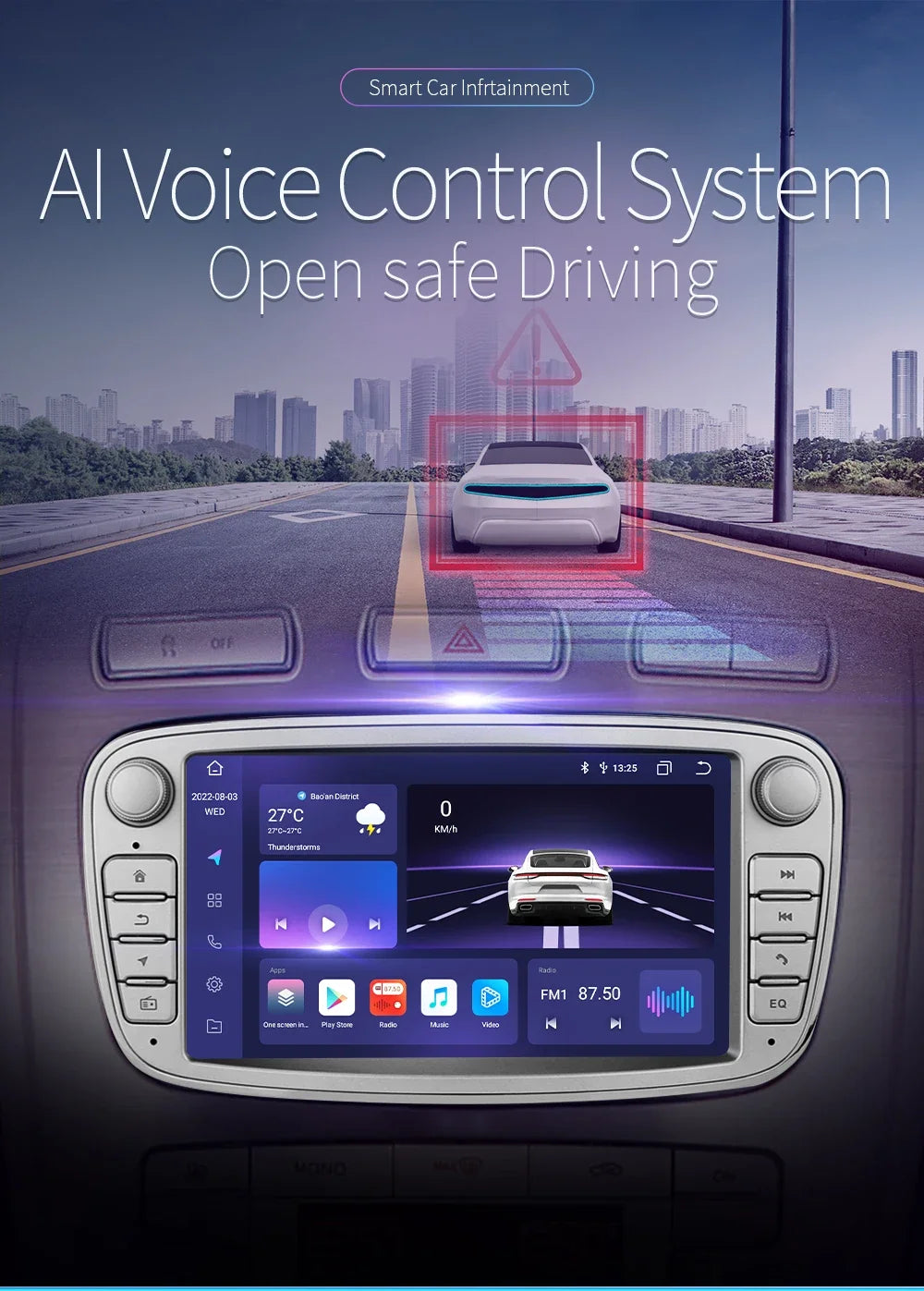 8G 128G 2 Din Carplay Android 13 for Ford Focus Mondeo Kuga C-MAX S-MAX Galaxy Car Radio Multimedia Player Audio Stereo GPS RDS