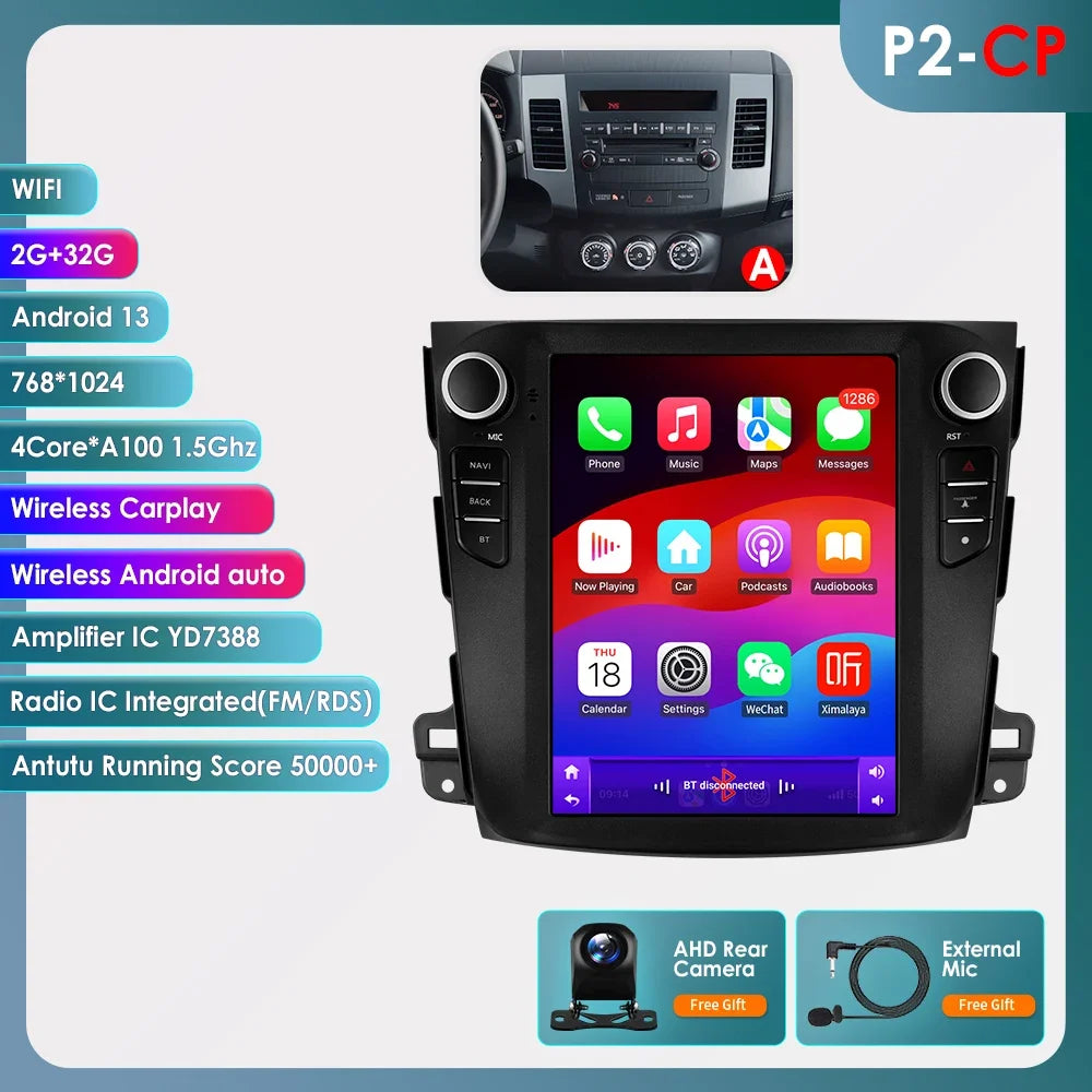 Android 13 Wireless Carplay GPS Stereo for Mitsubishi Outlander XI 2 2008 - 2011 9.7" Car Radio Multimedia Player 4G BT DSP 2din