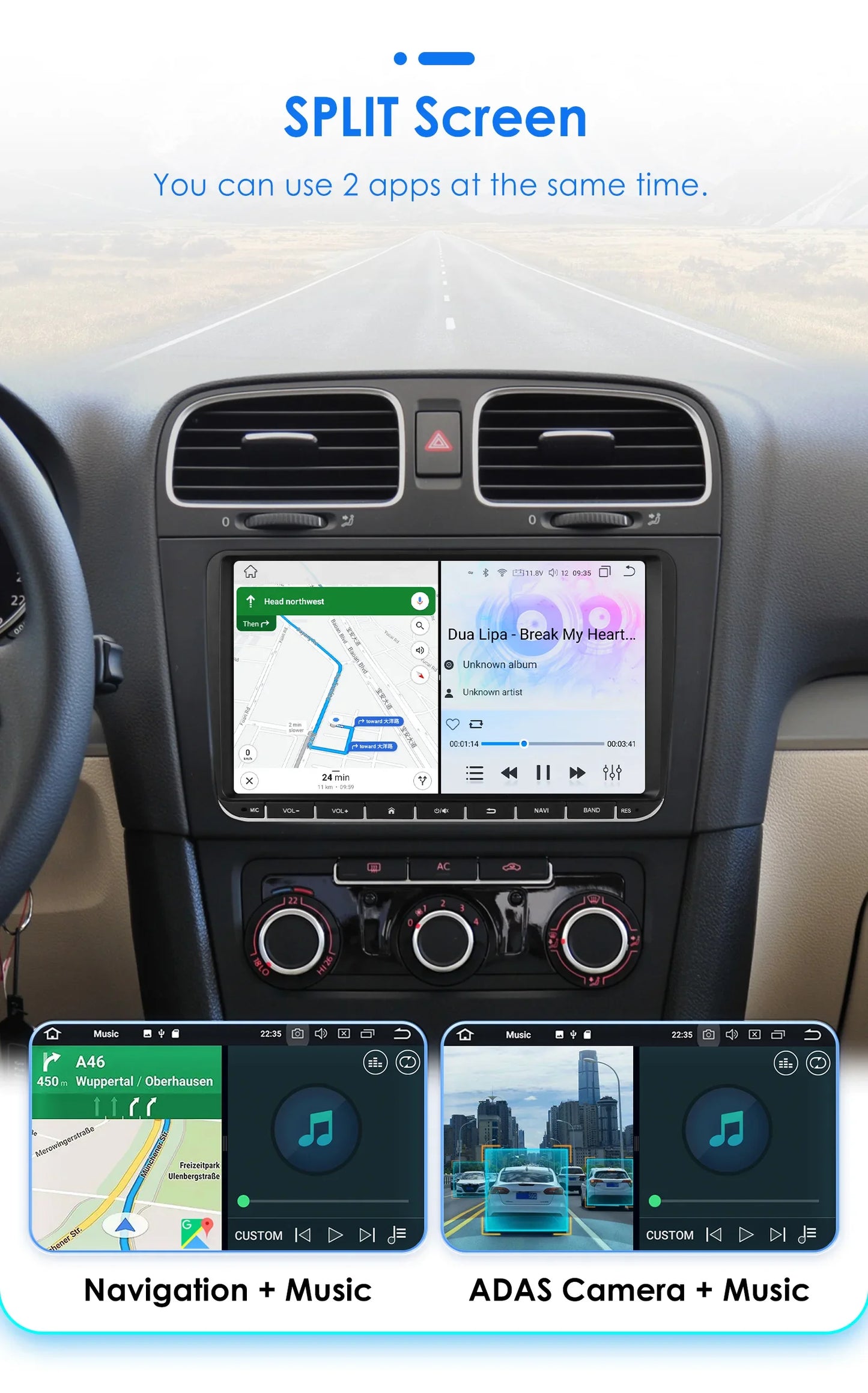 9" Radio 2din Android 14 Auto Carplay Car Multimedia Player for VW Volkswagen Golf Polo Tiguan Passat B7 B6 SEAT Leon 4G RDS BT