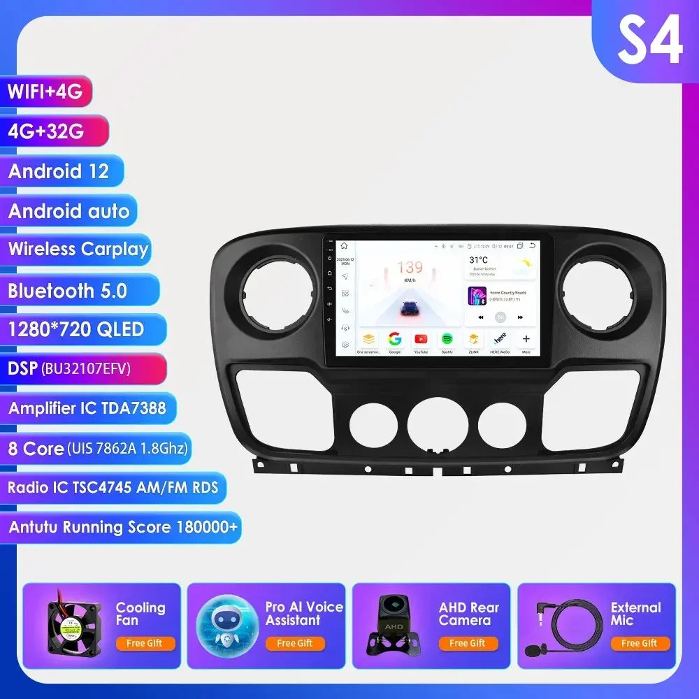 Car Multimedia Player Navigation Radio for Nissan NV400 2010-2019 for Opel Movano 2010-2019 for Renault Master lll 3 2011-2021