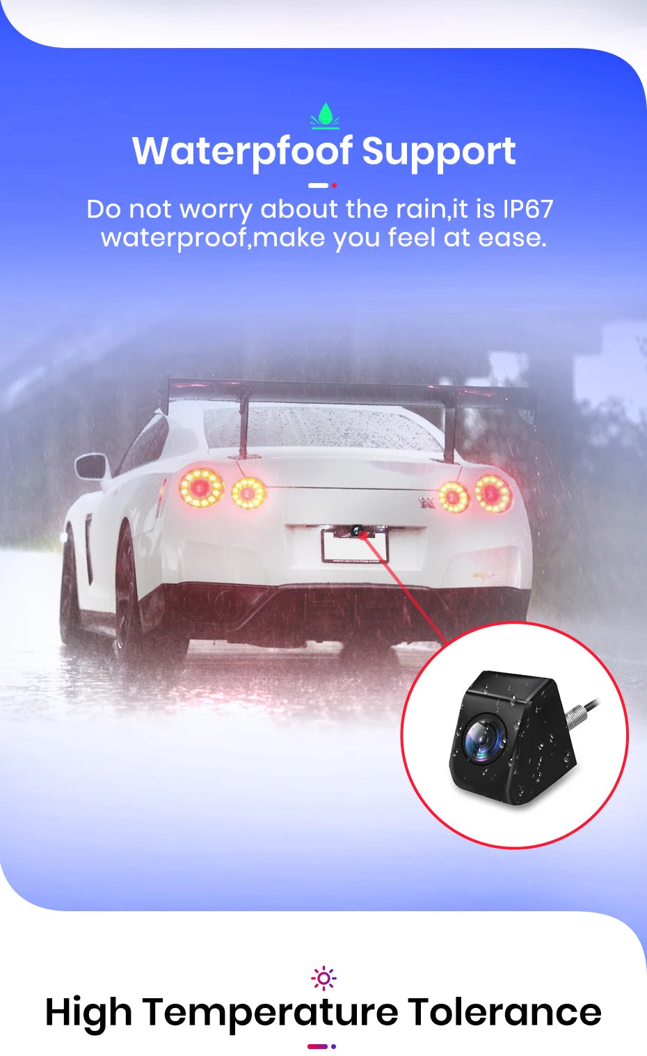 Junsun Car Rearview Camera AHD 720P Resolution WaterProof 140°Wide-Angle Reverse Backup Parking Camera For Car Radio